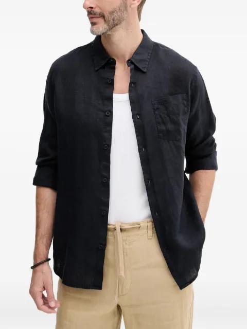 embroidered-pocket linen shirt by GUESS USA