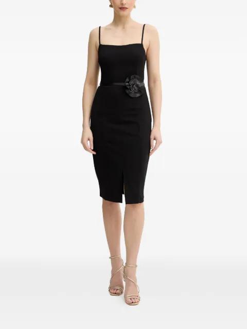 floral-appliqué belted midi dress by GUESS USA
