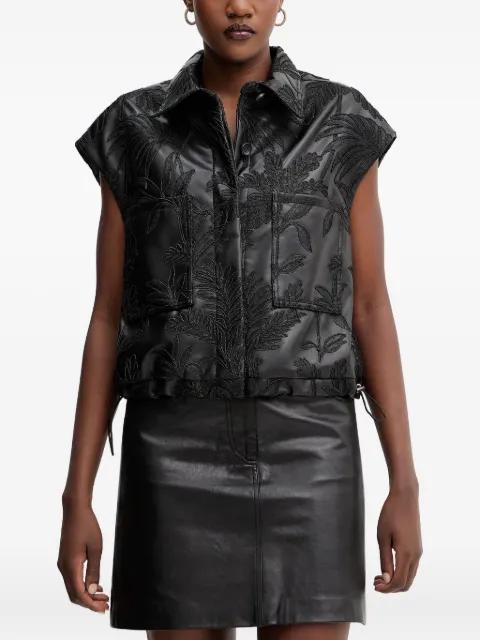 floral-embroidery gilet by GUESS USA