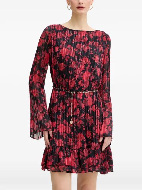 floral-print pleated mini dress by GUESS USA