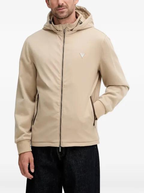 hoodied logo-patch jacket by GUESS USA