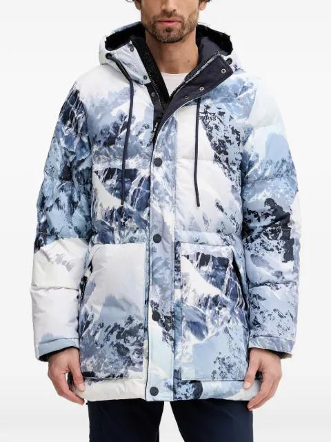 hoodied print coat by GUESS USA