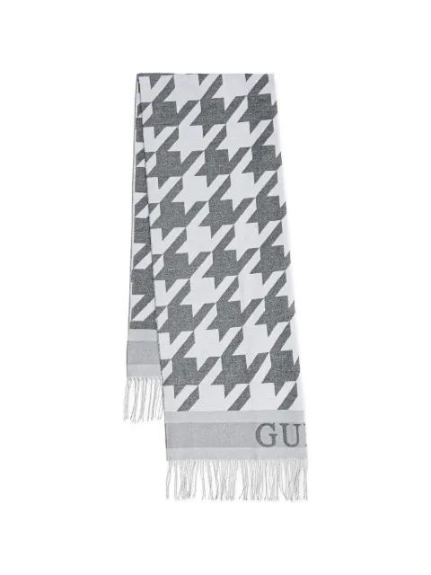 houndstooth-pattern fringed scarf by GUESS USA