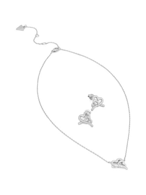 interlocking heart earrings and necklace (set of two) by GUESS USA