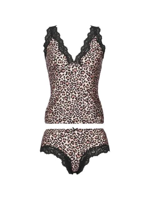 leopard-print lace-trim pajamas by GUESS USA