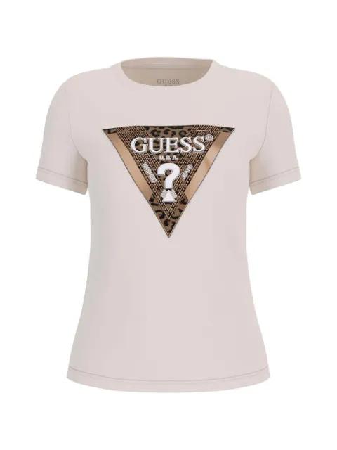 leopard-print logo T-shirt by GUESS USA