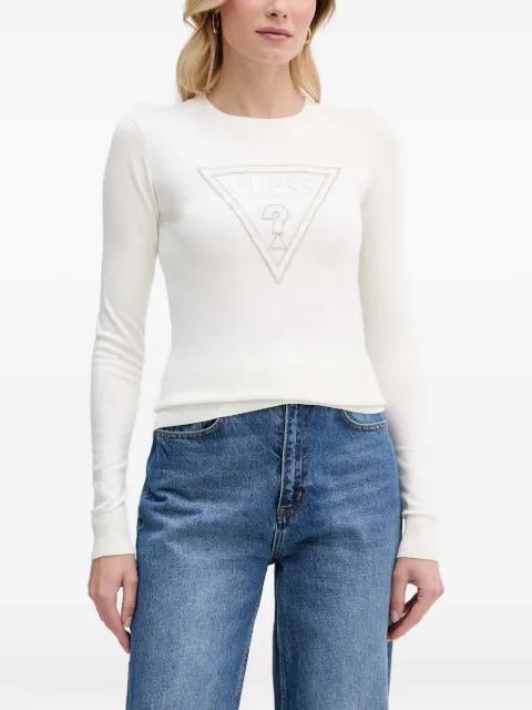 logo-embellished long-sleeve sweater by GUESS USA