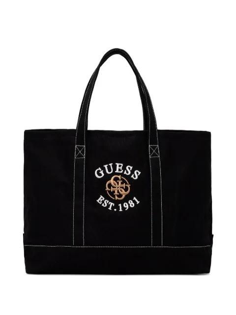 logo-embroidered cotton tote bag by GUESS USA