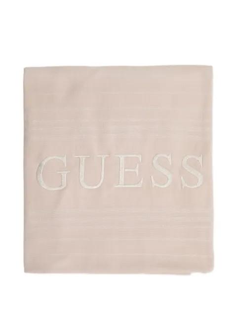 logo-embroidered fringed beach towel by GUESS USA