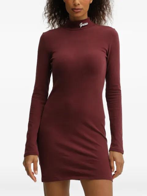 logo-embroidered high-neck mini dress by GUESS USA