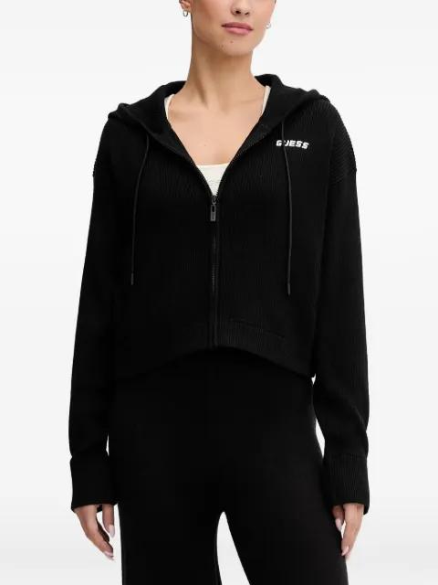 logo-embroidered zip-up hoodie by GUESS USA