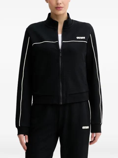 logo-patch piped-trim sweatshirt by GUESS USA