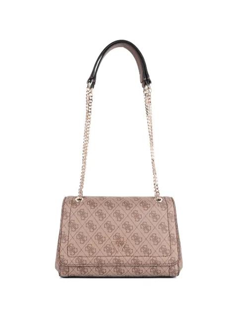 logo-pattern foldover shoulder bag by GUESS USA