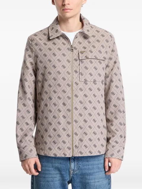 logo-pattern shirt jacket by GUESS USA logo-pattern shirt jacket by GUESS USA