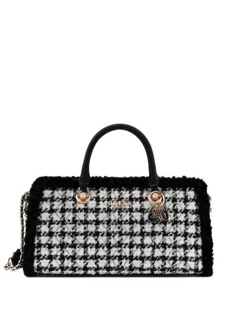 logo-plaque houndstooth tote bag by GUESS USA