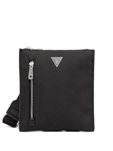 logo-plaque zip-pocket messenger bag by GUESS USA
