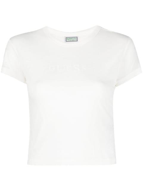 logo-print cropped T-shirt by GUESS USA