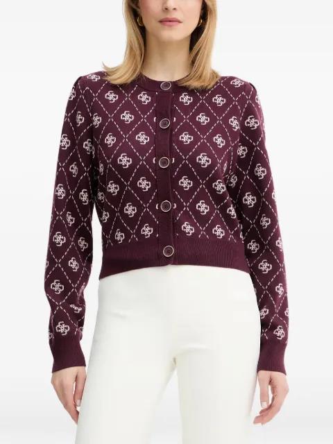logo-print monogram-pattern cardigan by GUESS USA