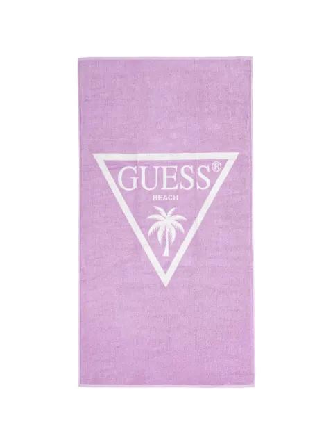 logo-print palm-tree beach towel by GUESS USA
