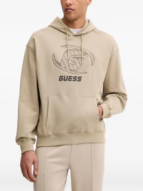 logo-print pouch-pocket hoodie by GUESS USA
