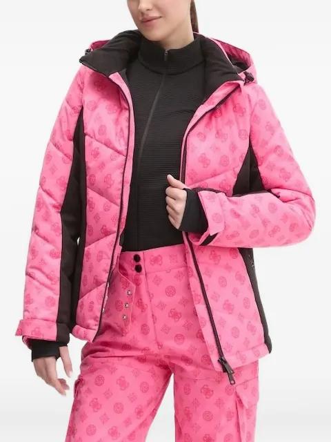 logo-print quilted ski jacket by GUESS USA