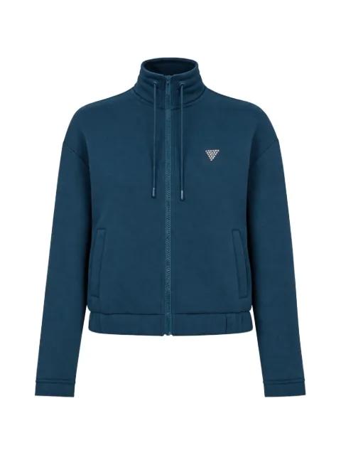 logo-studded zip-up hoodie by GUESS USA