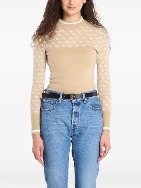 monogram-pattern mock-neck top by GUESS USA