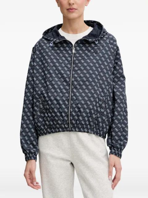 monogram-print hoodied jacket by GUESS USA