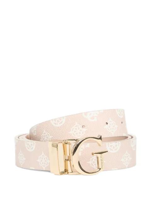 monogram-print logo-buckle belt by GUESS USA