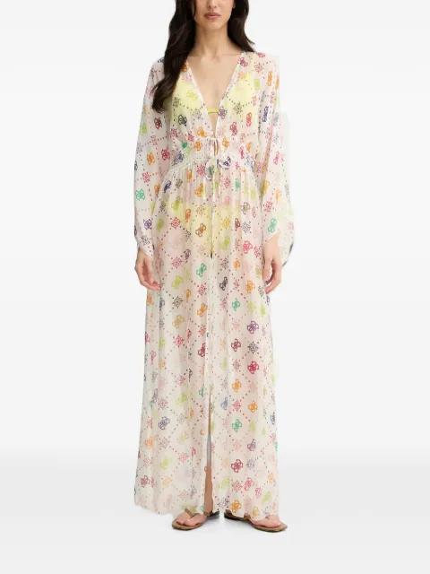 monogram-print smocked-waist kimono by GUESS USA
