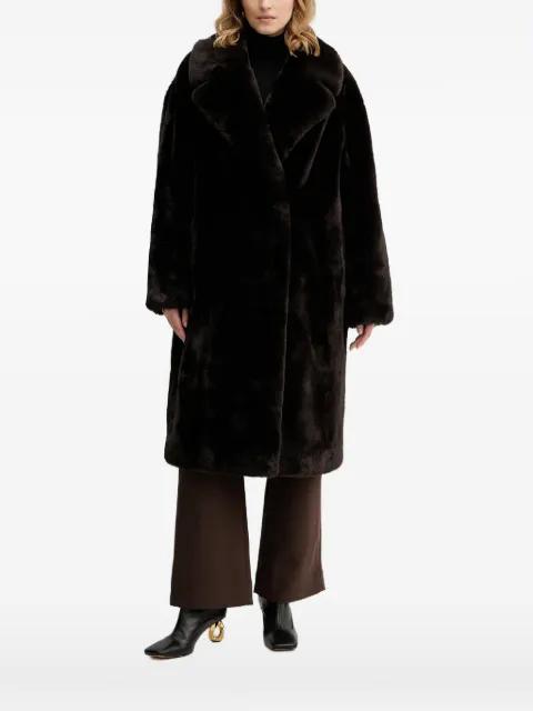 notched faux fur coat by GUESS USA