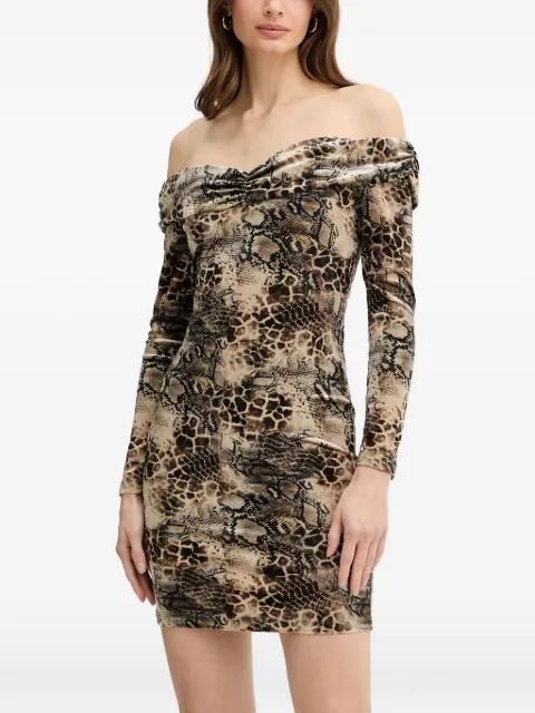 off-shoulder animal-print mini dress by GUESS USA