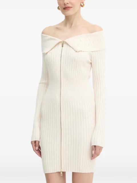 off-shoulder zip mini dress by GUESS USA