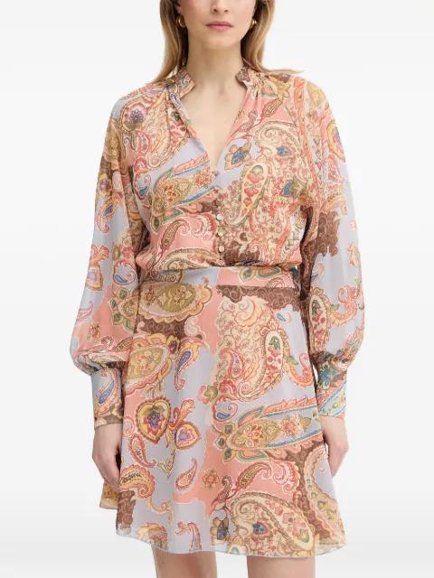 paisley-print balloon-sleeve mini dress by GUESS USA