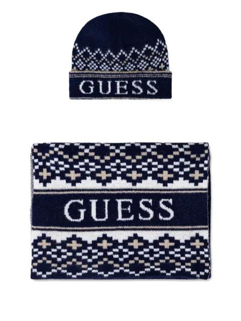 patterned scarf and beanie hat set by GUESS USA