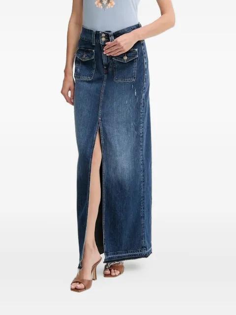 pocket-split denim skirt by GUESS USA