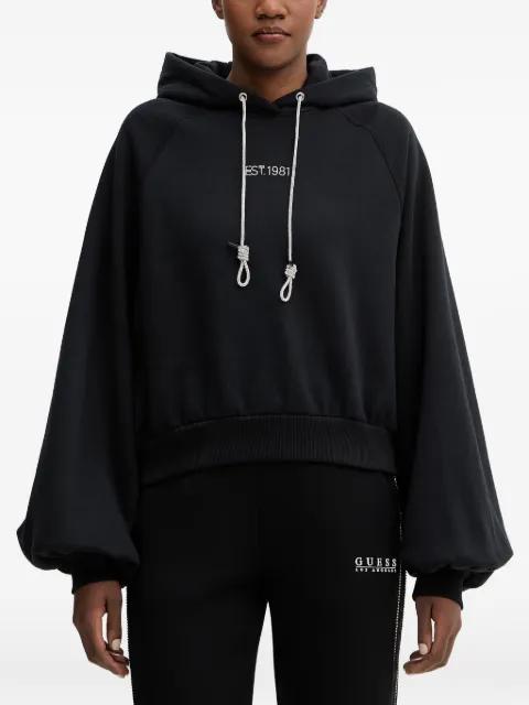 rhinestone-embellished raglan-sleeve hoodie by GUESS USA