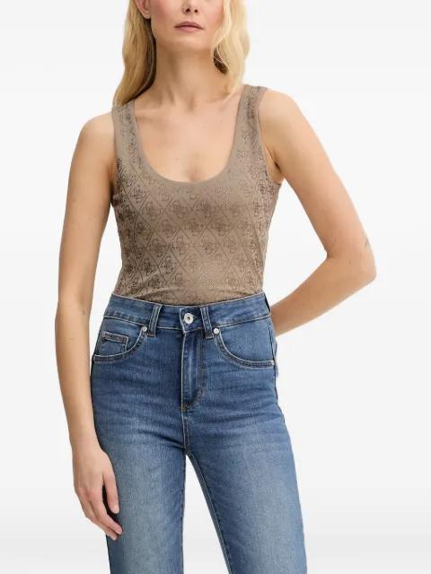 rhinestone-logo scoop-neck tank top by GUESS USA