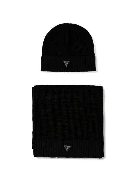 ribbed-knit beanie hat and scarf set by GUESS USA