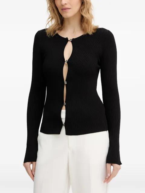 ribbed-knit long-sleeved cardigan by GUESS USA