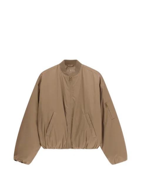 ribbed-trim zipped bomber jacket by GUESS USA