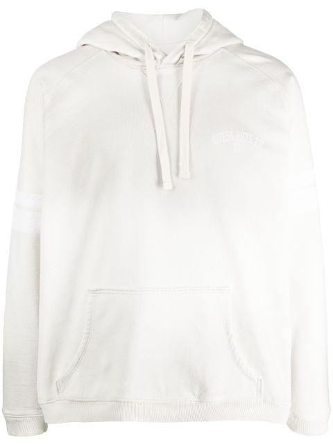 slogan-print striped hoodie by GUESS USA