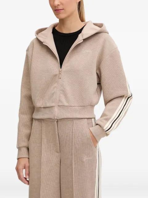 stripe-sleeve hoodied hoodie by GUESS USA