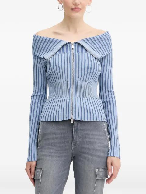 striped zip-up sweater by GUESS USA