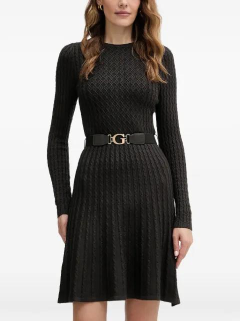textured belted mini dress by GUESS USA
