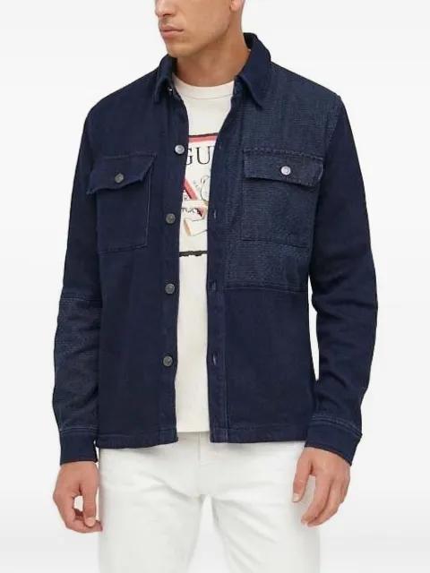 textured-panel denim shirt jacket by GUESS USA
