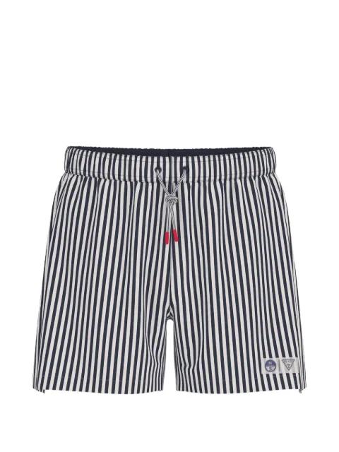 vertical-stripe drawstring swim shorts by GUESS USA