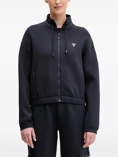 zip-up embellished-logo sweatshirt by GUESS USA