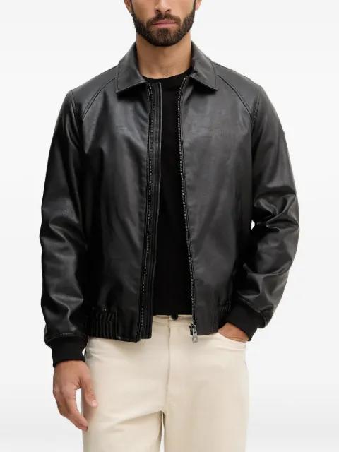 zip-up faux-leather jacket by GUESS USA