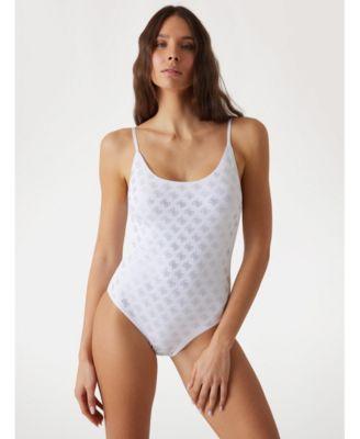 Women's Quattro G Rhinestone One-Piece Swimsuit by GUESS Women's Quattro G Rhinestone One-Piece Swimsuit by GUESS